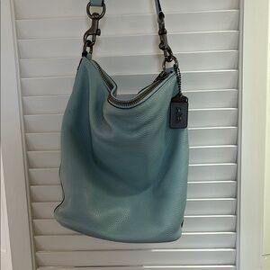 Coach Blue / Green Hobo Bag with Soft Material and Adjustable Strap